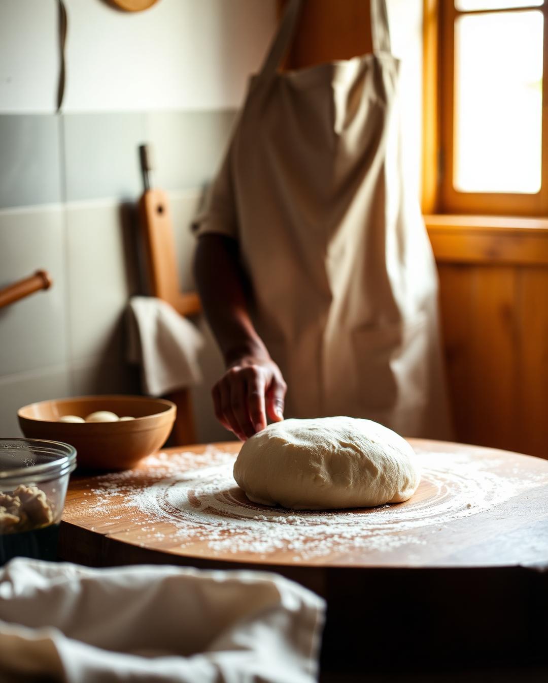 Hands kneading dough